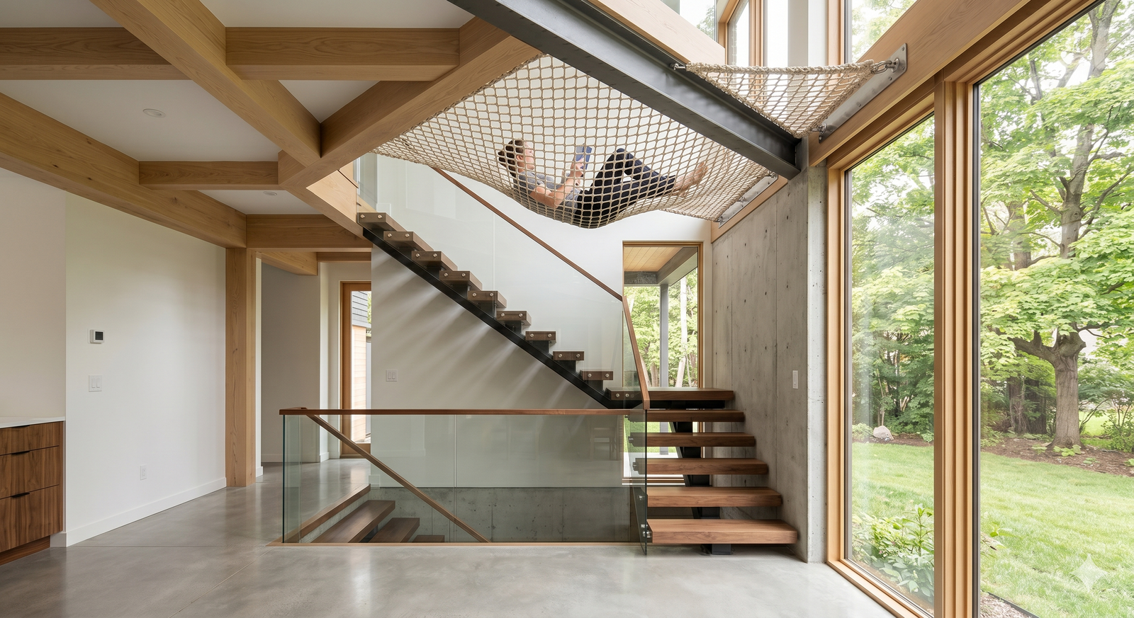 Hammock Net over Staircase Void